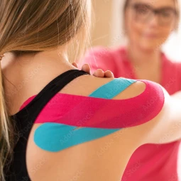 A closeup of a moms shoulder